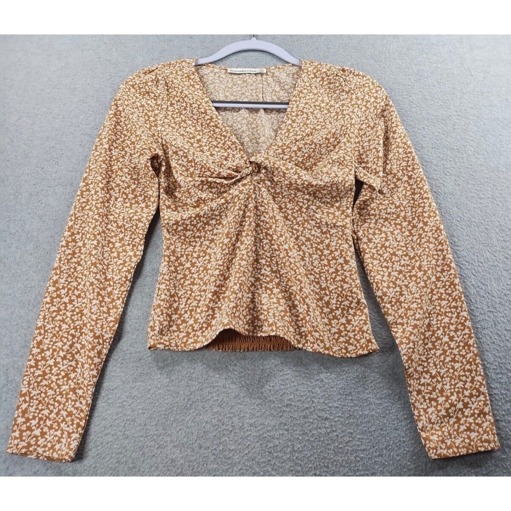 Abercrombie & Fitch Floral ditsy Twist Front Smocked Back V-Neck Blouse XS Fall
